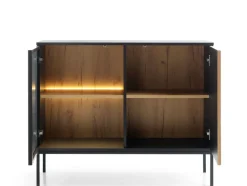 Piaski Komody Do Jadalni|Witryny Do Jadalni*Przeszklona komoda z oświetleniem Neto czarny / dąb wotan