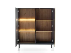 Piaski Witryny Do Jadalni|Witryny Do Salonu*Przeszklona witryna frezowana z oświetleniem Sento czarny / dąb wotan