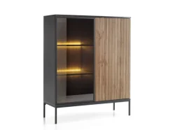 Piaski Witryny Do Jadalni|Witryny Do Salonu*Przeszklona witryna frezowana z oświetleniem Sento czarny / dąb wotan