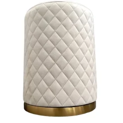 ArteHome Pufy*Pufa beżowa Miluza welurowa do sypialni, toaletki, złota glamour