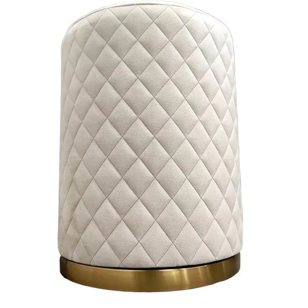 ArteHome Pufy*Pufa beżowa Miluza welurowa do sypialni, toaletki, złota glamour