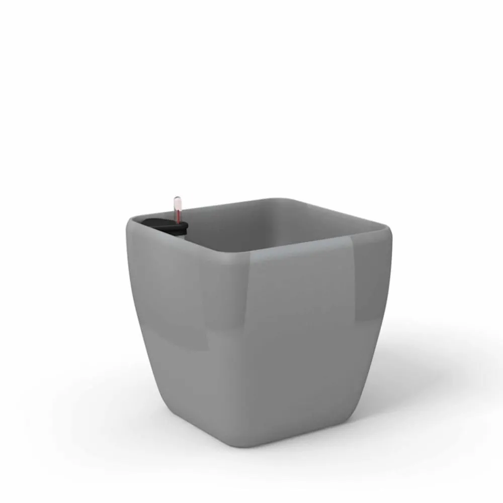 ArteHome Doniczki I Osłonki*Qaudra reprezentacyjna donica w kolorze srebrnym z wkładem nawadniającym 37x37x36