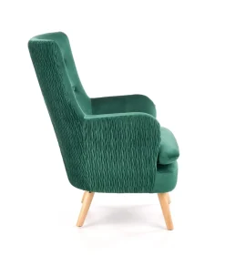 Halmar Fotele*RAVEL fotel wypoczynkowy ciemny zielony / naturalny1 sztuka