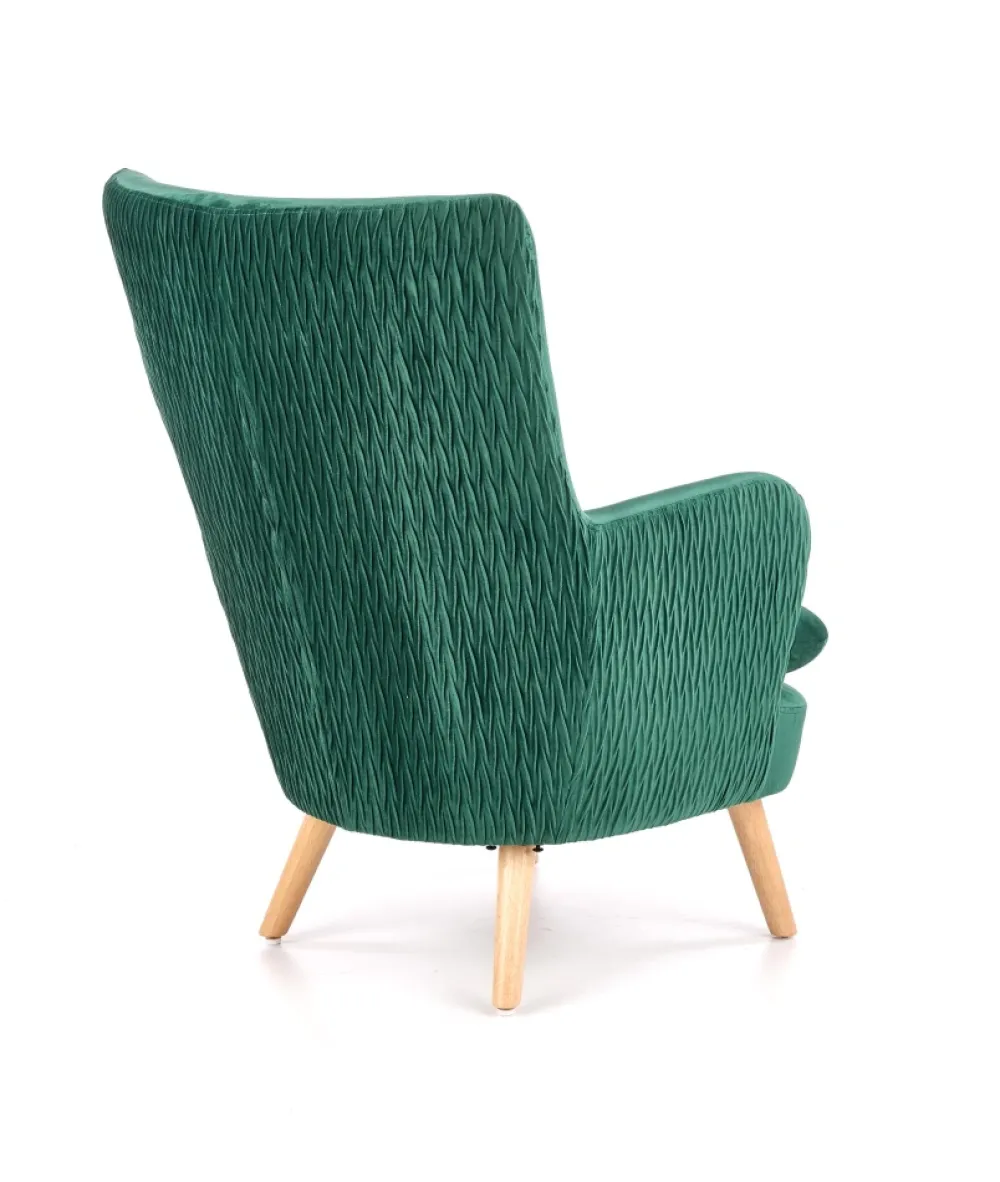 Halmar Fotele*RAVEL fotel wypoczynkowy ciemny zielony / naturalny1 sztuka