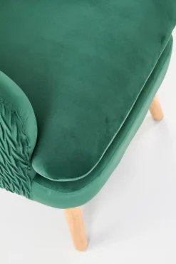 Halmar Fotele*RAVEL fotel wypoczynkowy ciemny zielony / naturalny1 sztuka