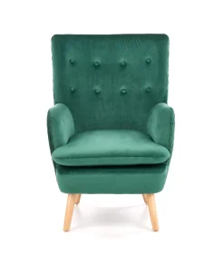 Halmar Fotele*RAVEL fotel wypoczynkowy ciemny zielony / naturalny1 sztuka