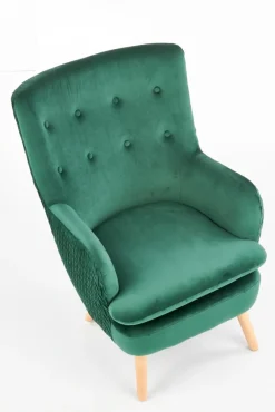 Halmar Fotele*RAVEL fotel wypoczynkowy ciemny zielony / naturalny1 sztuka