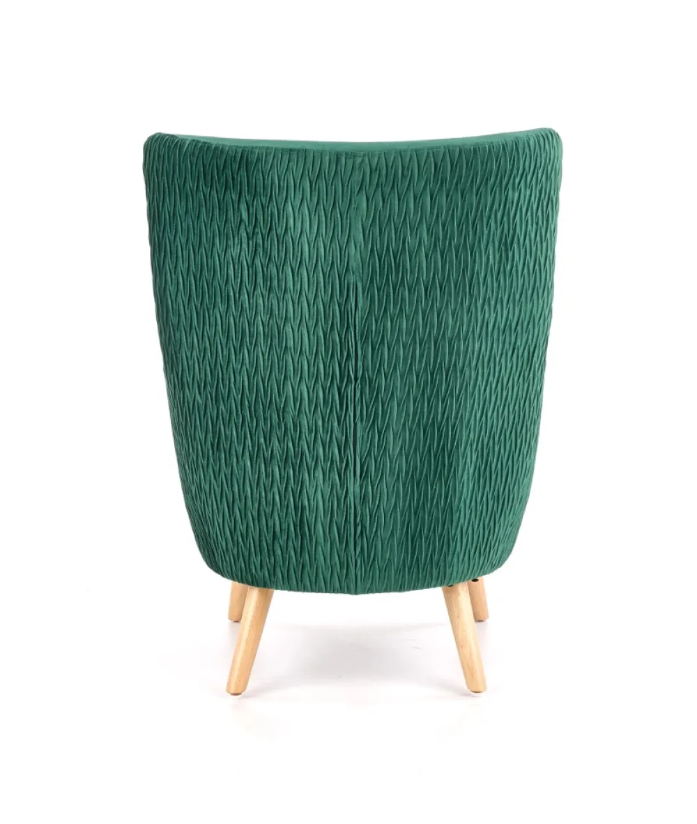 Halmar Fotele*RAVEL fotel wypoczynkowy ciemny zielony / naturalny1 sztuka