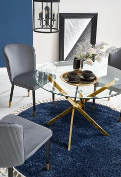 Halmar Stoły*RAYMOND stół, blat - transparentny, nogi - złoty (2p=1szt)1 sztuka