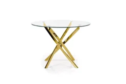 Halmar Stoły*RAYMOND stół, blat - transparentny, nogi - złoty (2p=1szt)1 sztuka