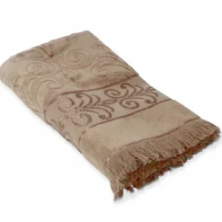 ArteHome Ręczniki*Ręcznik żakardowy 30x50cm beżowy z ozdobnym strzępieniem na końcach