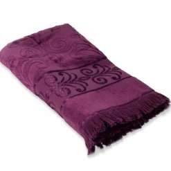 ArteHome Ręczniki*Ręcznik żakardowy 50x90cm ciemnofioletowy z ozdobnym strzępieniem na końcach