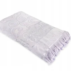 ArteHome Ręczniki*Ręcznik żakardowy 100x150cm jasnofioletowy z ozdobnym strzępieniem na końcach