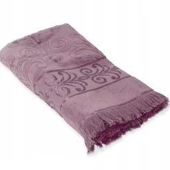 ArteHome Ręczniki*Ręcznik żakardowy 100x150cm wrzosowy z ozdobnym strzępieniem na końcach