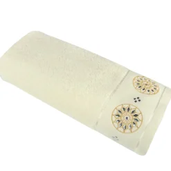 ArteHome Ręczniki*Ręcznik bawełniany 70x140cm z ozdobnym haftem kremowy