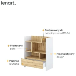 Lenart Tapczany|Nadstawki Do Półkotapczanu*REGAŁ BC-25 DO PÓŁKOTAPCZANU DĄB ARTISAN / BIAŁY 92x108 BED CONCEPT