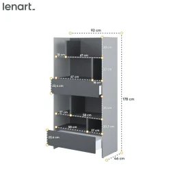 Lenart Tapczany|Nadstawki Do Półkotapczanu*REGAŁ BC-28 DO PÓŁKOTAPCZANU GRAFITOWY / SZARY 92x178 BED CONCEPT