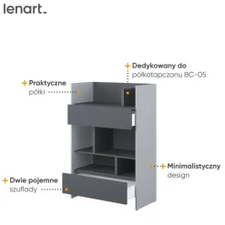 Lenart Tapczany|Nadstawki Do Półkotapczanu*REGAŁ BC-26 DO PÓŁKOTAPCZANU GRAFITOWY / SZARY 92x138 BED CONCEPT