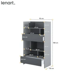 Lenart Tapczany|Nadstawki Do Półkotapczanu*REGAŁ BC-27 DO PÓŁKOTAPCZANU GRAFITOWY / SZARY 92x158 BED CONCEPT