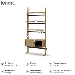 Lenart Komody Do Biura|Komody Do Przedpokoju*Regał dwudrzwiowy 2d OLLIE OL-01 dąb olejowany+ czarny