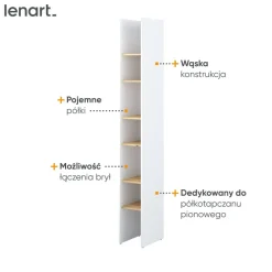 Lenart Tapczany|Nadstawki Do Półkotapczanu*REGAŁ Z PÓŁKAMI BC-24 DO PÓŁKOTAPCZANU DĄB ARTISAN / BIAŁY 27x218 BED CONCEPT