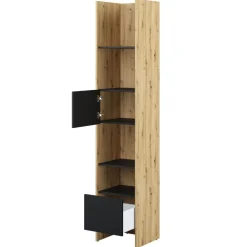 Lenart Tapczany|Nadstawki Do Półkotapczanu*REGAŁ Z SZAFKĄ I PÓŁKAMI BC-23 DO PÓŁKOTAPCZANU CZARNY / DĄB ARTISAN 44x218 BED CONCEPT