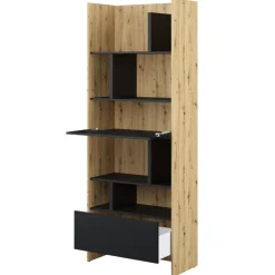 Lenart Tapczany|Nadstawki Do Półkotapczanu*REGAŁ Z SZAFKĄ I PÓŁKAMI BC-22 DO PÓŁKOTAPCZANU CZARNY / DĄB ARTISAN 84x218 BED CONCEPT