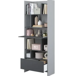 Lenart Tapczany|Nadstawki Do Półkotapczanu*REGAŁ Z SZAFKĄ I PÓŁKAMI BC-22 DO PÓŁKOTAPCZANU GRAFITOWY / SZARY 84x218 BED CONCEPT