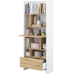 Lenart Tapczany|Nadstawki Do Półkotapczanu*REGAŁ Z SZAFKĄ I PÓŁKAMI BC-22 DO PÓŁKOTAPCZANU DĄB ARTISAN / BIAŁY 84x218 BED CONCEPT