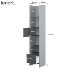 Lenart Tapczany|Nadstawki Do Półkotapczanu*REGAŁ Z SZAFKĄ I PÓŁKAMI BC-23 DO PÓŁKOTAPCZANU GRAFITOWY / SZARY 44x218 BED CONCEPT