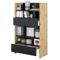 Lenart Tapczany|Nadstawki Do Półkotapczanu*REGAŁ Z SZUFLADAMI BC-27 DO PÓŁKOTAPCZANU CZARNY / DĄB ARTISAN 92x158 BED CONCEPT