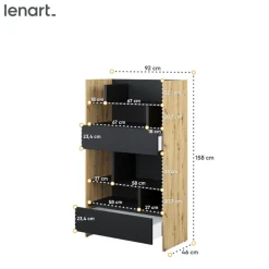 Lenart Tapczany|Nadstawki Do Półkotapczanu*REGAŁ Z SZUFLADAMI BC-27 DO PÓŁKOTAPCZANU CZARNY / DĄB ARTISAN 92x158 BED CONCEPT