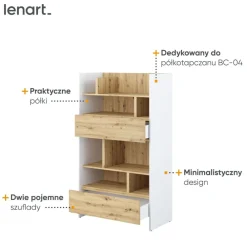 Lenart Tapczany|Nadstawki Do Półkotapczanu*REGAŁ Z SZUFLADAMI BC-27 DO PÓŁKOTAPCZANU DĄB ARTISAN / BIAŁY 92x158 BED CONCEPT