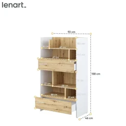 Lenart Tapczany|Nadstawki Do Półkotapczanu*REGAŁ Z SZUFLADAMI BC-27 DO PÓŁKOTAPCZANU DĄB ARTISAN / BIAŁY 92x158 BED CONCEPT