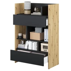 Lenart Tapczany|Nadstawki Do Półkotapczanu*REGAŁ Z SZUFLADAMI BC-26 DO PÓŁKOTAPCZANU CZARNY / DĄB ARTISAN 92x138 BED CONCEPT