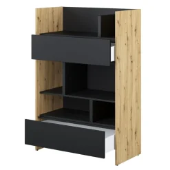 Lenart Tapczany|Nadstawki Do Półkotapczanu*REGAŁ Z SZUFLADAMI BC-26 DO PÓŁKOTAPCZANU CZARNY / DĄB ARTISAN 92x138 BED CONCEPT