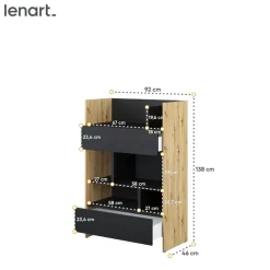 Lenart Tapczany|Nadstawki Do Półkotapczanu*REGAŁ Z SZUFLADAMI BC-26 DO PÓŁKOTAPCZANU CZARNY / DĄB ARTISAN 92x138 BED CONCEPT