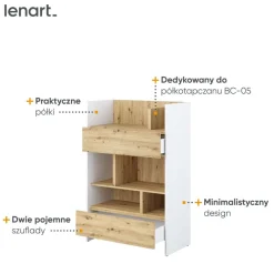 Lenart Tapczany|Nadstawki Do Półkotapczanu*REGAŁ Z SZUFLADAMI BC-26 DO PÓŁKOTAPCZANU DĄB ARTISAN / BIAŁY 92x138 BED CONCEPT