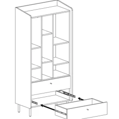 Meblar Szafki I Regały Do Pokoju Młodzieżowego|Regały Do Pokoju Młodzieżowego*Regał z szufladami do pokoju Alessio AE6 eukaliptus