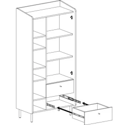 Meblar Szafki I Regały Do Pokoju Młodzieżowego|Regały Do Pokoju Młodzieżowego*Regał z szufladami i szafką do pokoju Alessio AE5 eukaliptus