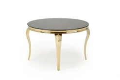 Halmar Stoły*REGINALD_2 stół okrągły blat - szkło czarny, nogi - złoty (2p=1szt)1 sztuka