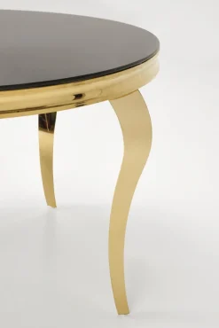 Halmar Stoły*REGINALD_2 stół okrągły blat - szkło czarny, nogi - złoty (2p=1szt)1 sztuka