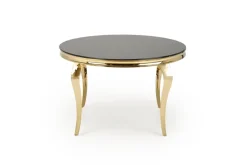 Halmar Stoły*REGINALD_2 stół okrągły blat - szkło czarny, nogi - złoty (2p=1szt)1 sztuka