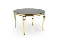 Halmar Stoły*REGINALD_2 stół okrągły blat - szkło czarny, nogi - złoty (2p=1szt)1 sztuka