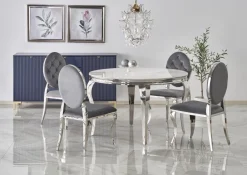 Halmar Stoły*REGINALD stół okrągły blat - biały marmur, nogi - srebrny (2p=1szt)1 sztuka