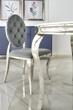 Halmar Stoły*REGINALD stół okrągły blat - biały marmur, nogi - srebrny (2p=1szt)1 sztuka