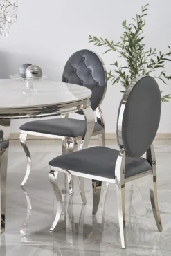 Halmar Stoły*REGINALD stół okrągły blat - biały marmur, nogi - srebrny (2p=1szt)1 sztuka