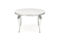 Halmar Stoły*REGINALD stół okrągły blat - biały marmur, nogi - srebrny (2p=1szt)1 sztuka