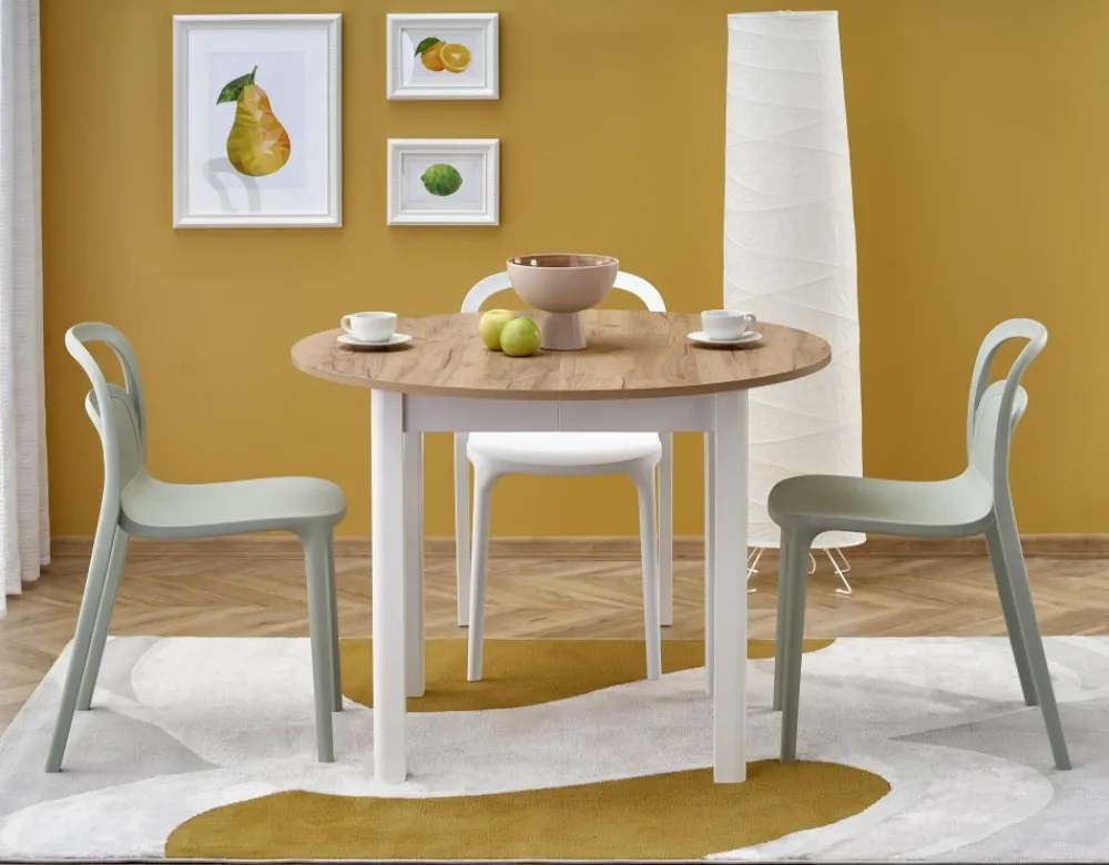 Halmar Stoły*RINGO stół kolor blat dąb craft, nogi - biały (102-142x102x76 cm) (2p=1szt)1 sztuka