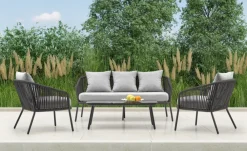 Halmar Meble Ogrodowe*ROCCA zestaw ogrodowy ( sofa + fotel 2x + ława ), ciemny popiel / jasny popiel (1p=1szt)1 sztuka